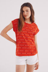 Springfield Playera estampada botones hombro rojo