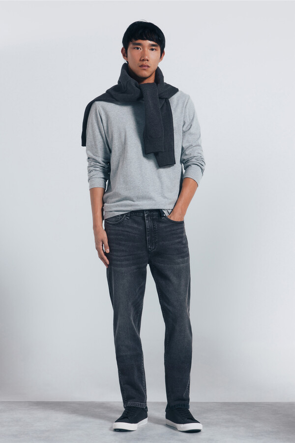 Springfield Jeans ajustados con lavado gris oscuro gris