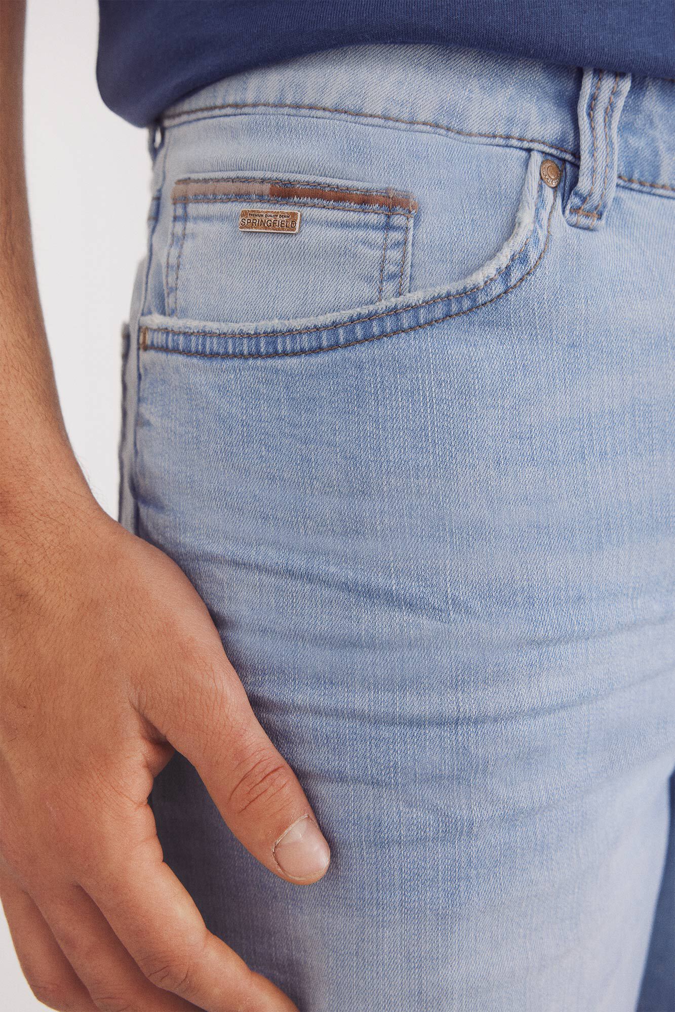 Springfield Bermuda vaquera ultra ligera regular fit azul indigo