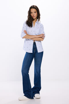 Springfield Camisa oxford escote pico azul