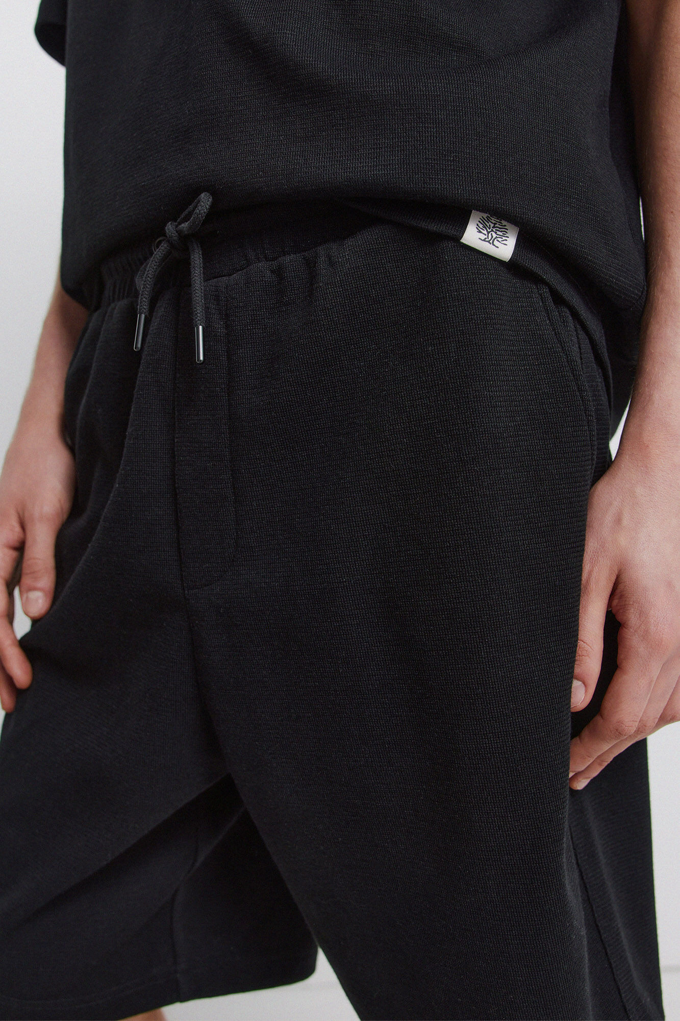 Springfield Bermudas de tela waffle negro