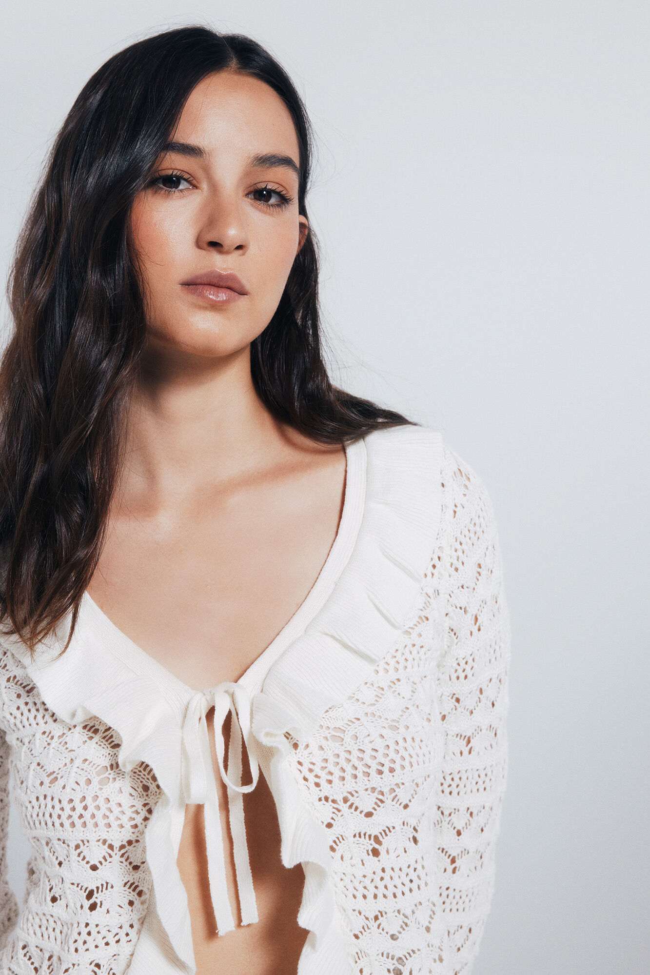 Springfield C&aacute;rdigan volantes blanco