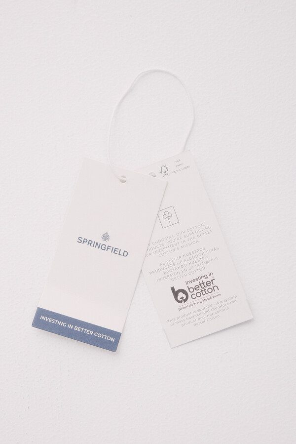 Springfield Camisa manga corta seersucker estampada azul indigo