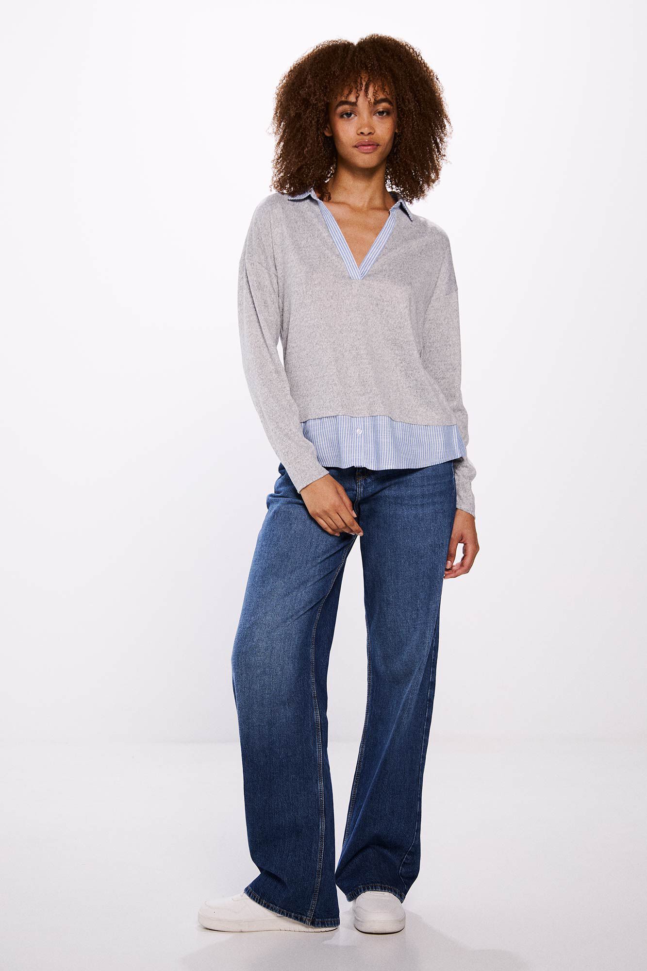 Springfield Playera cuello camisero combinada gris