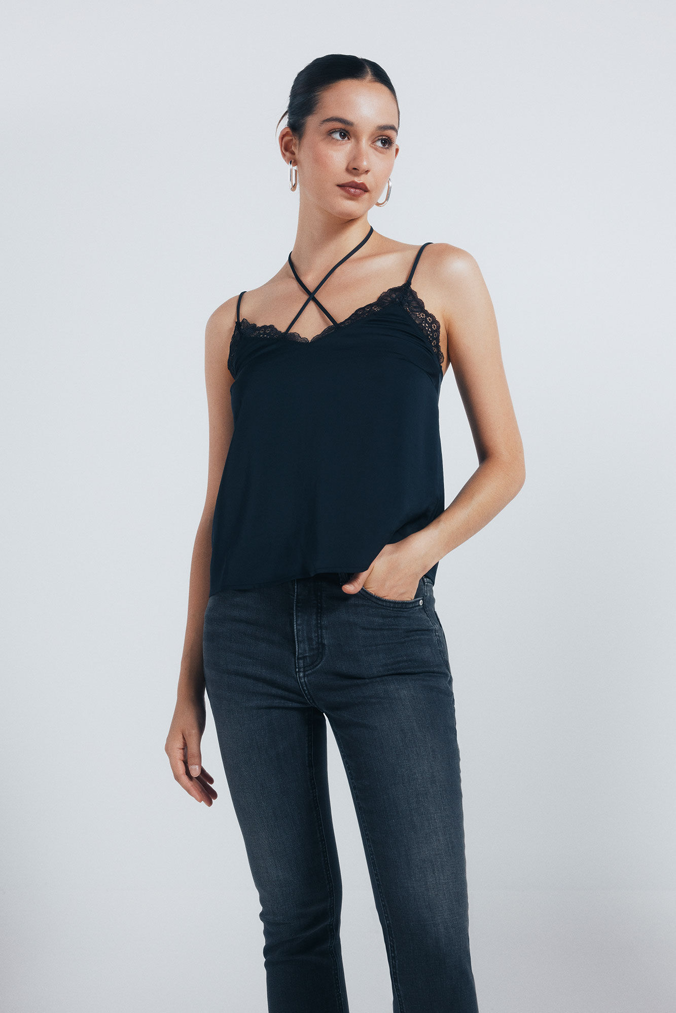 Springfield Jeans ajustados y recortados negro