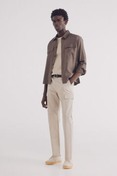 Springfield Sobrecamisa lino viscosa café