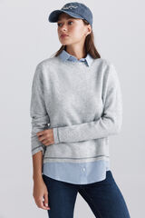 Springfield Su&eacute;ter bimateria camisero gris