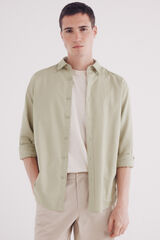 Springfield Camisa estructura tinte en prenda kaki