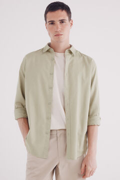 Springfield Camisa estructura tinte en prenda kaki