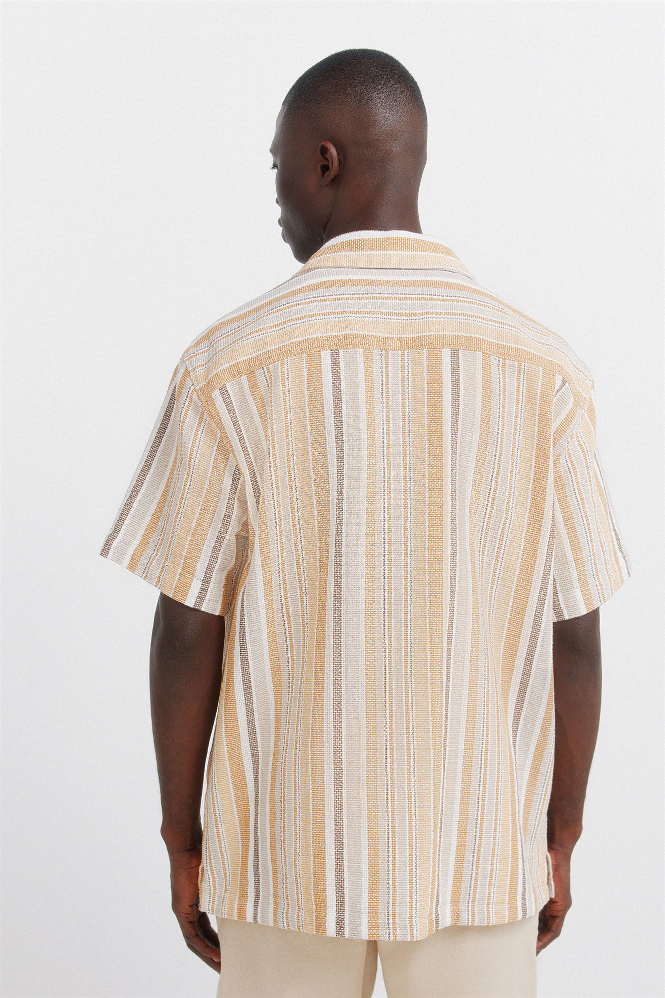 Springfield Camisa de manga corta r&uacute;stica a rayas amarillo