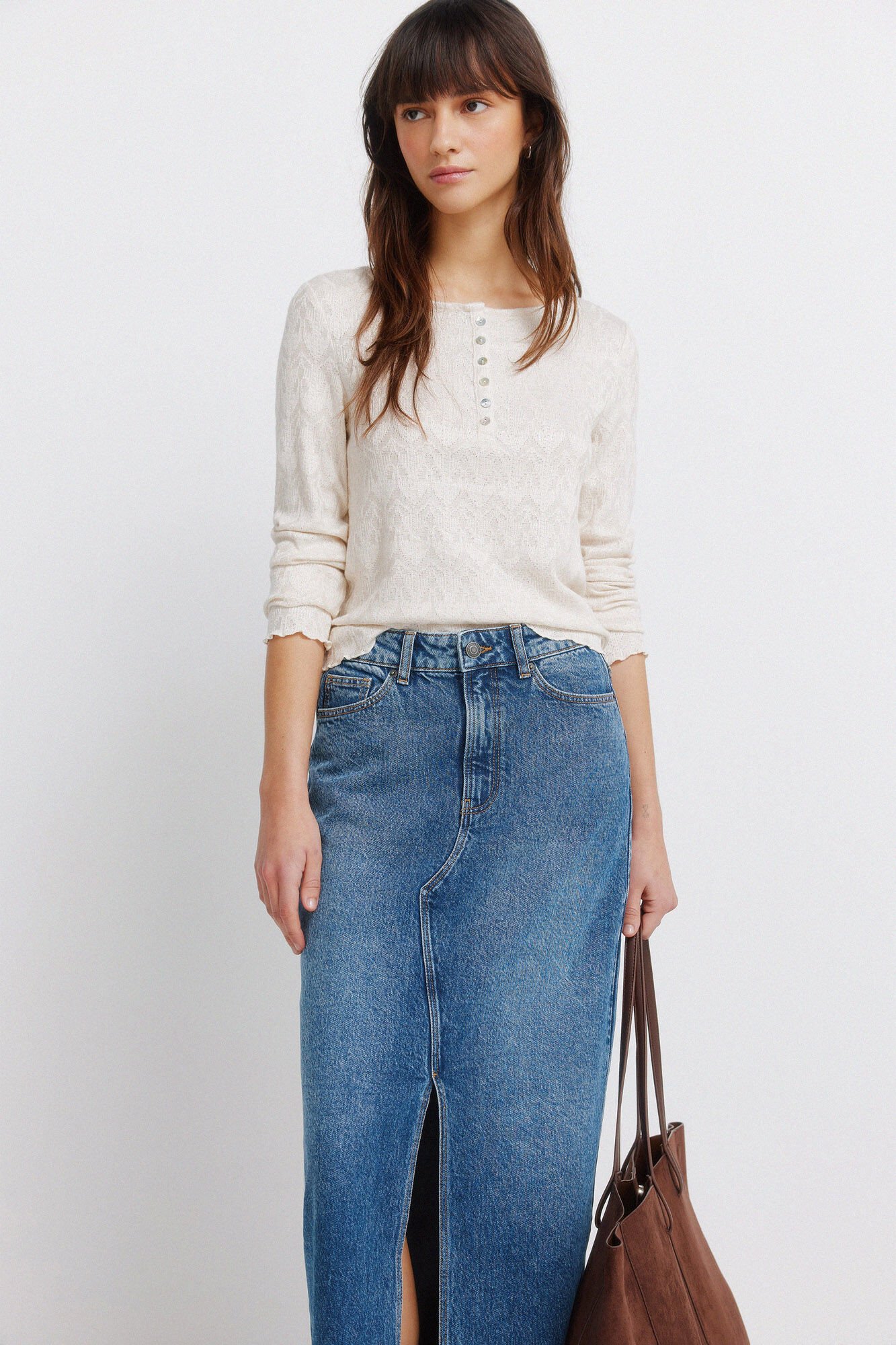 Springfield Falda midi de mezclilla azul