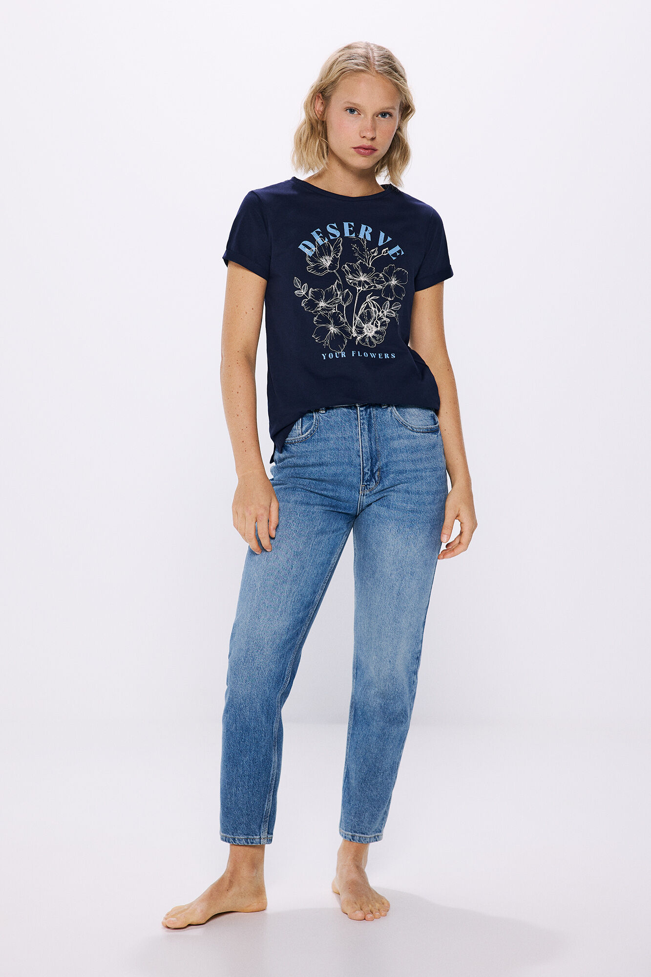 Springfield Playera gr&aacute;fica floral azulado