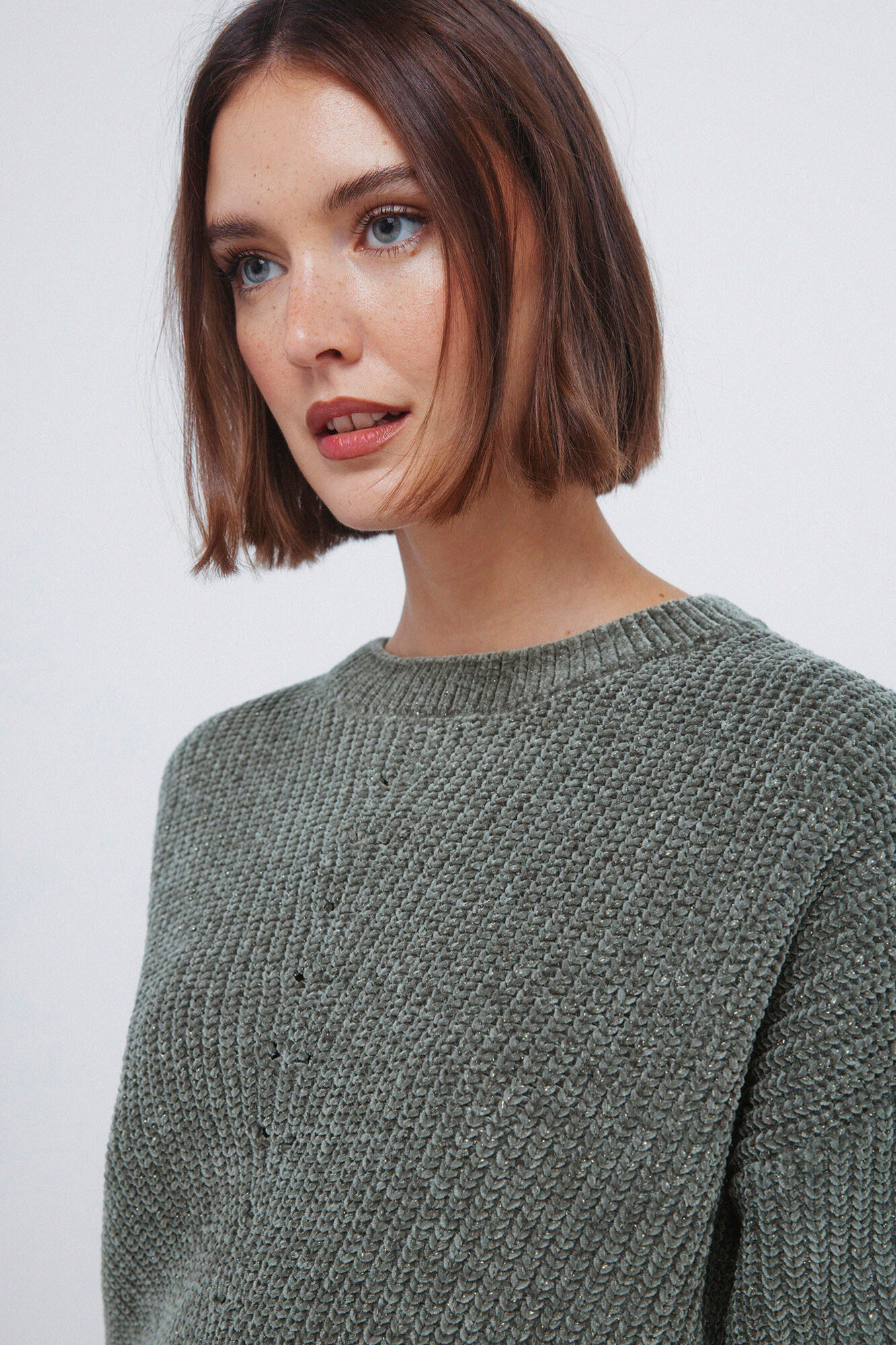 Springfield Jersey de chenilla y lurex kaki