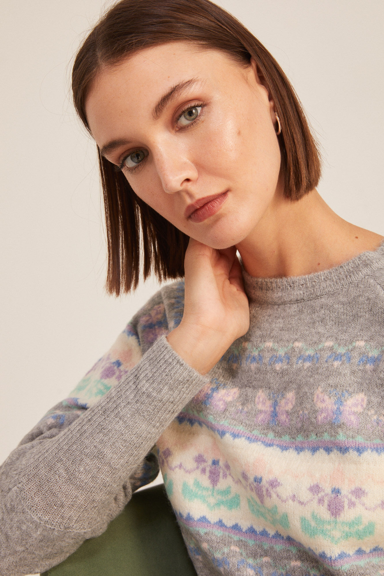 Springfield Su&eacute;ter Jacquard Mariposas gris