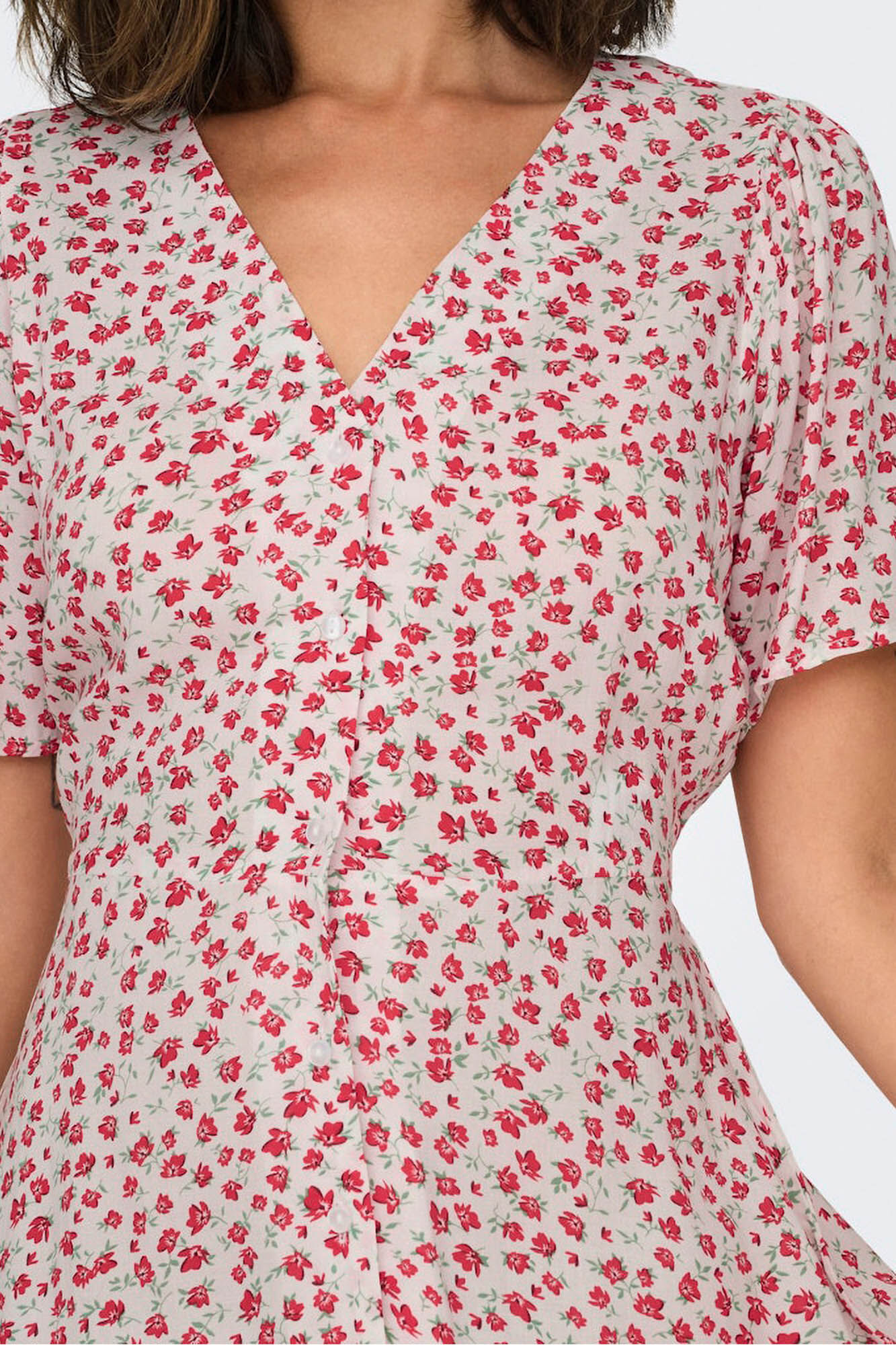 Only Vestido corto manga corta natural