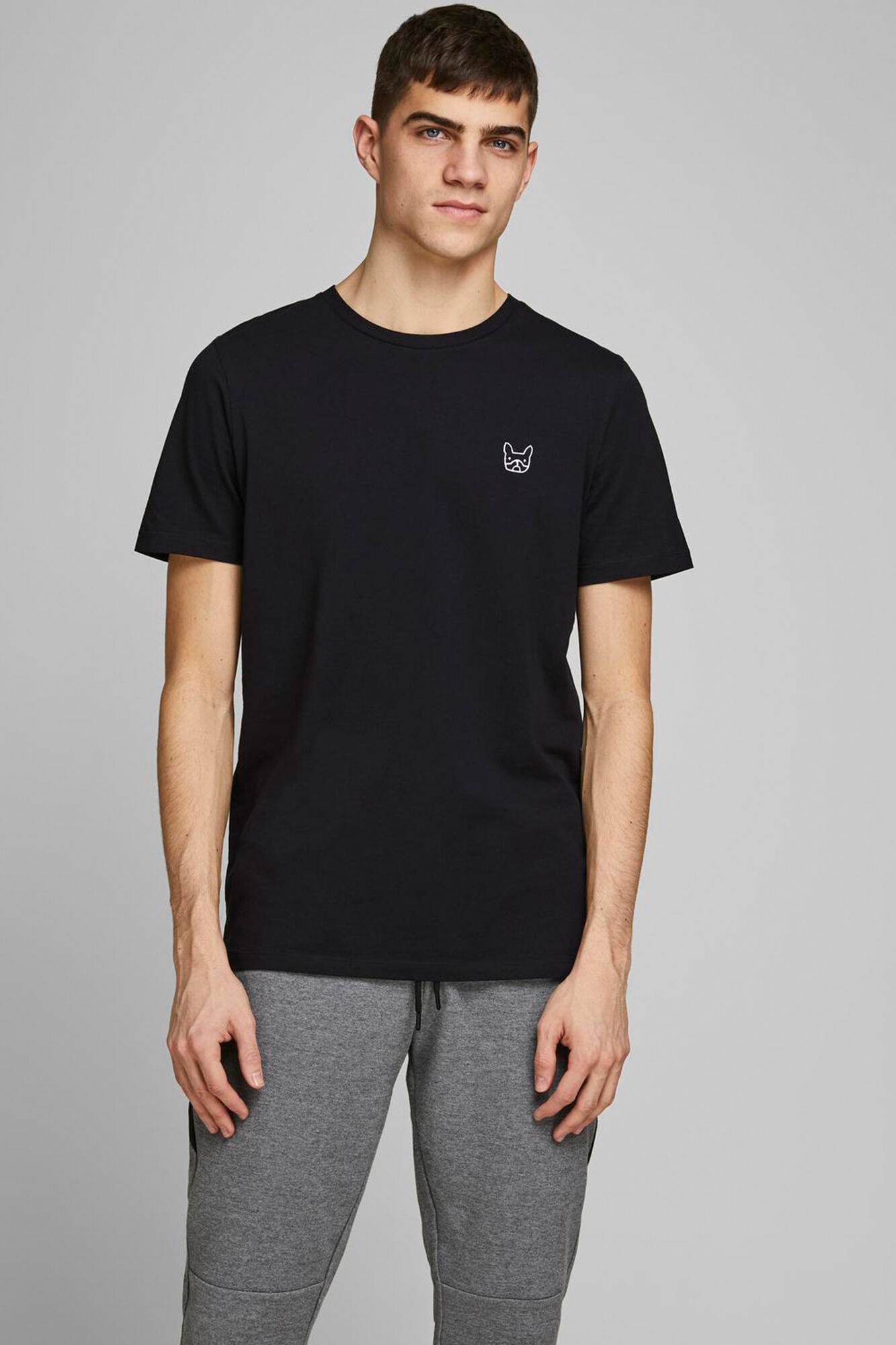 Jack & Jones Playera slim fit algod&oacute;n negro