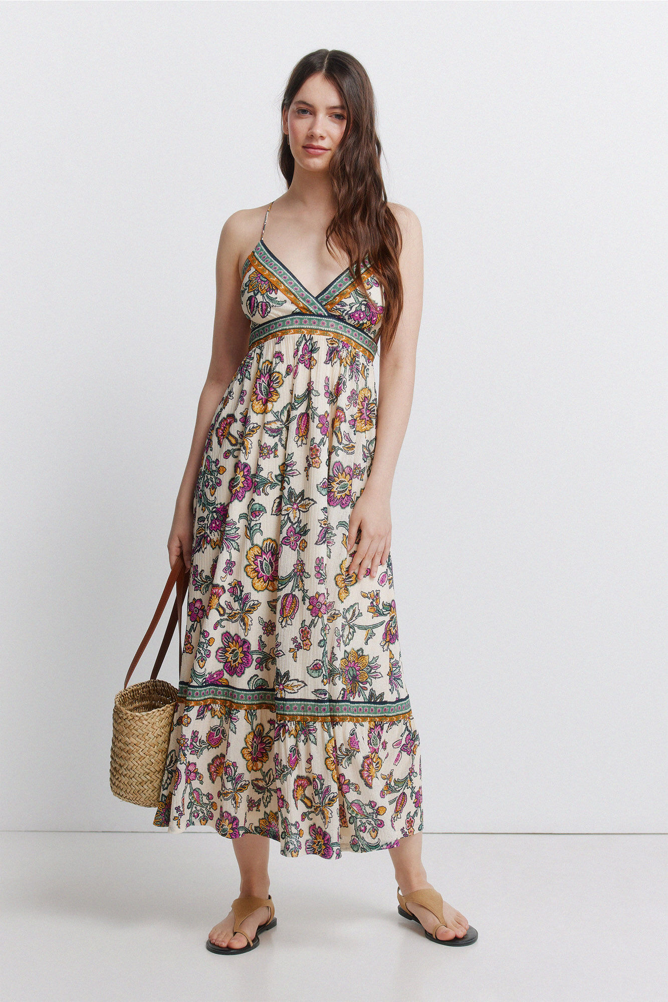 Springfield Vestido estampado de tirante cruzado