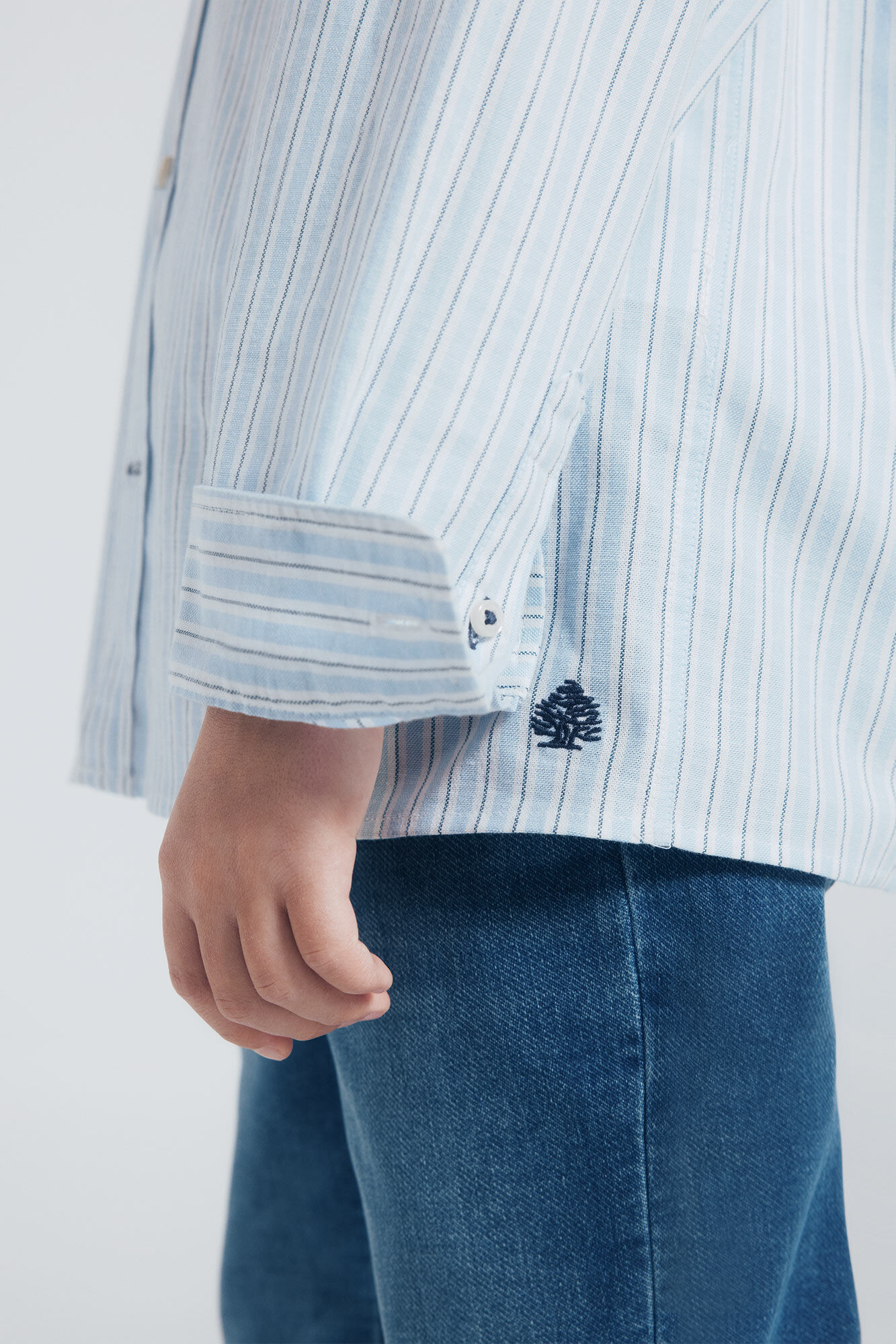 Springfield Kids Camisa raya fina azul ni&ntilde;o