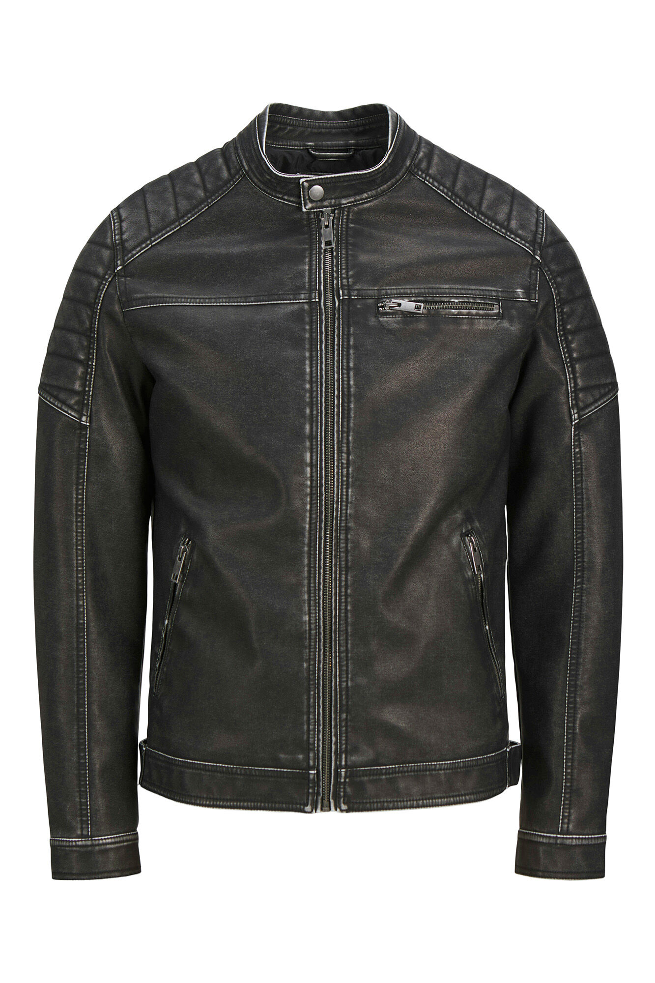 Jack & Jones Chamarra motera efecto lavado negro