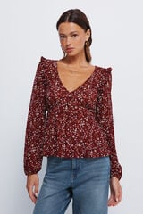 Springfield Blusa con estampado de botones naranja