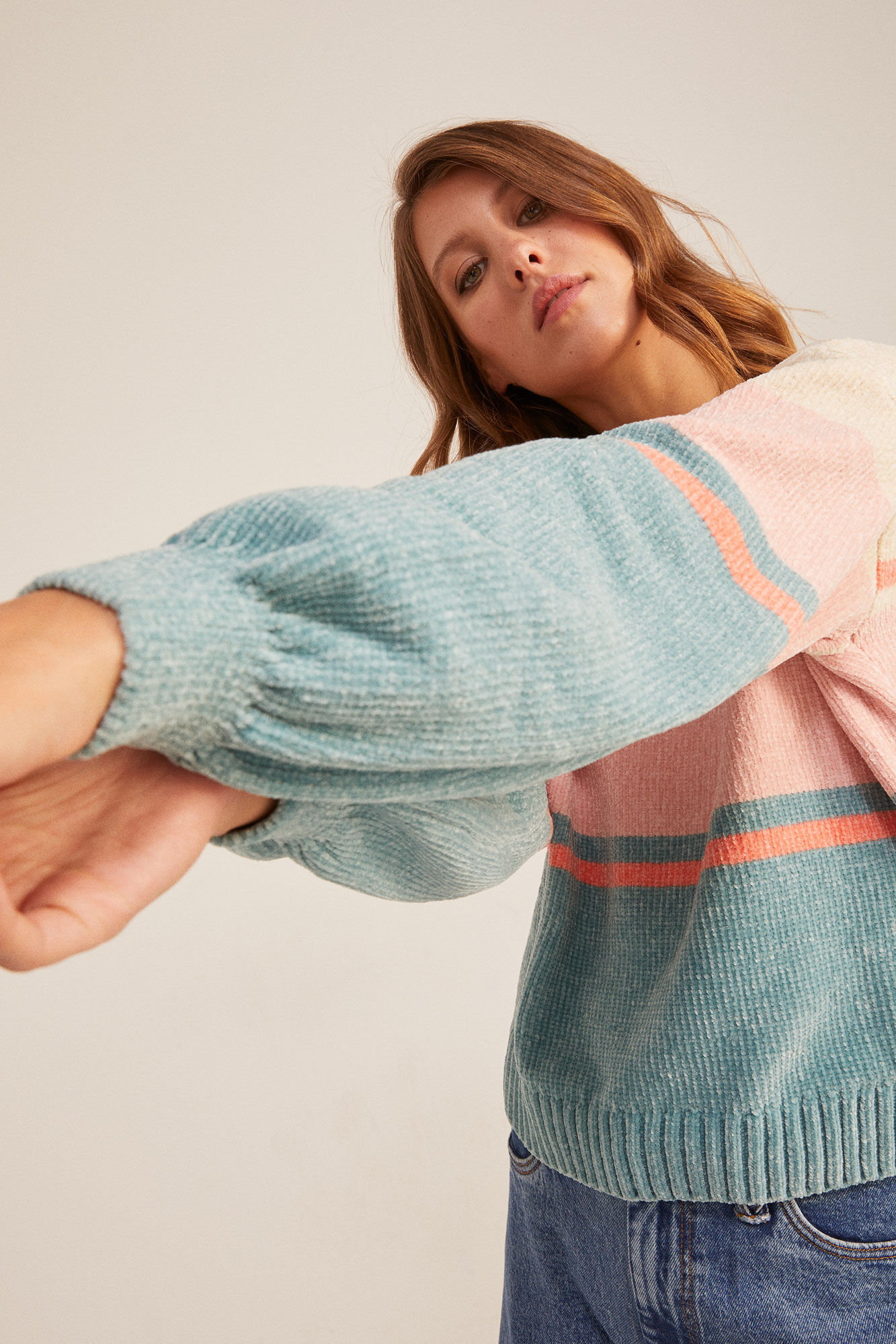 Springfield Su&eacute;ter Chenilla Color Block beige