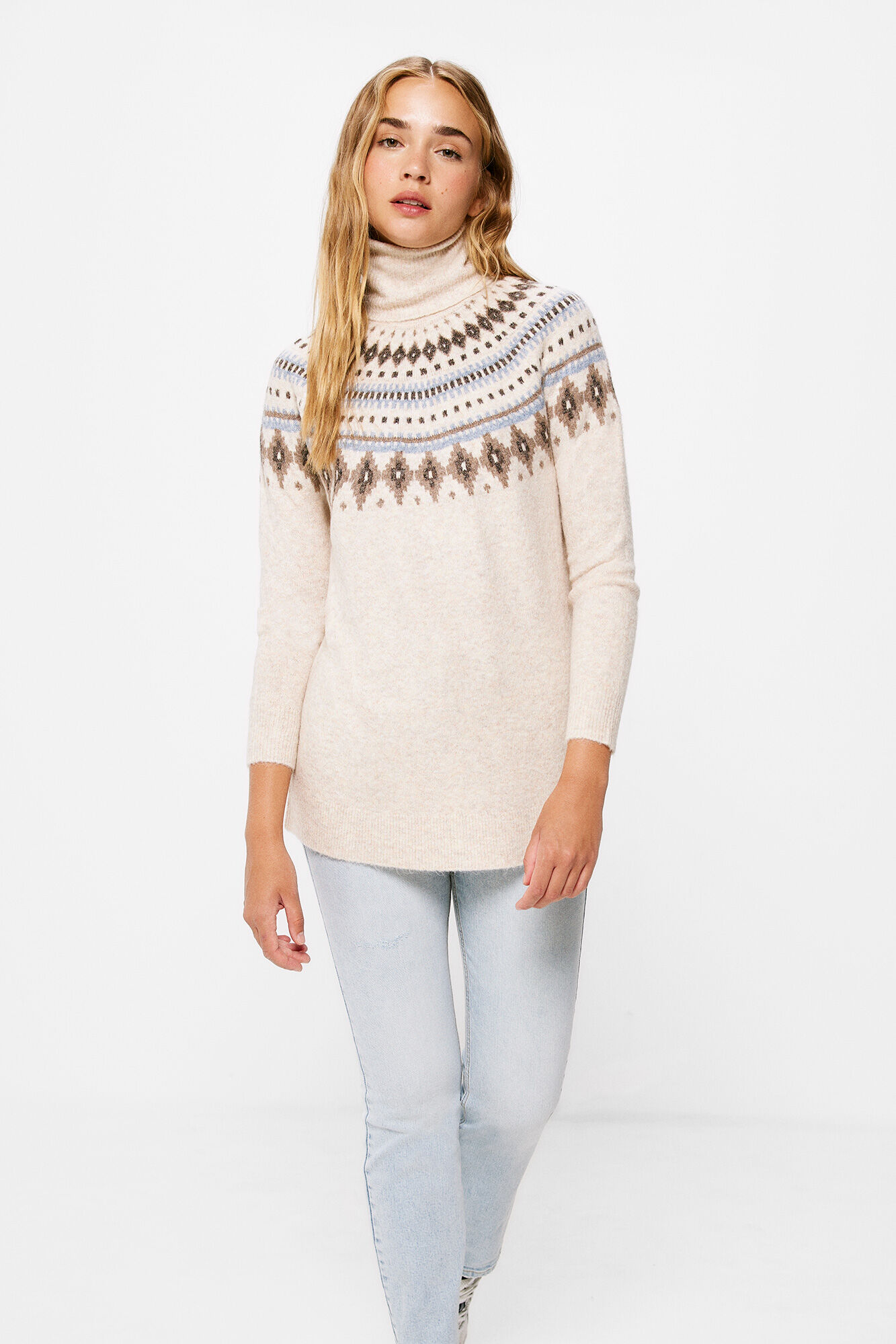 Springfield Su&eacute;ter Largo Jacquard Cenefas caf&eacute;