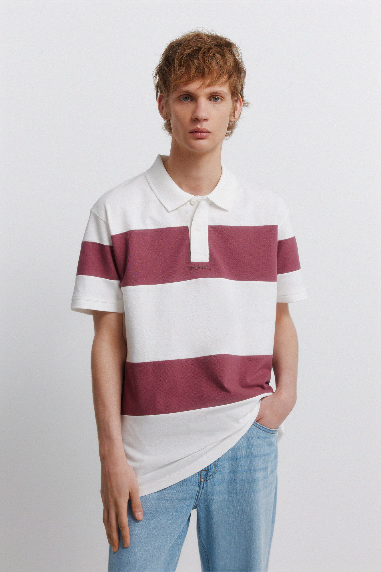 Springfield Polo corte regular de piqu&eacute; con bloques de color