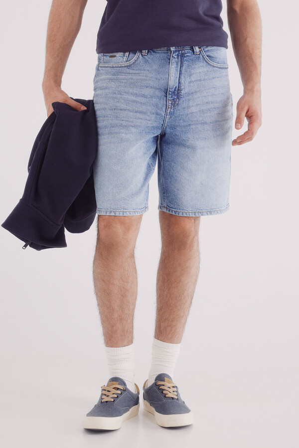 Springfield Bermudas denim lavado medio regular fit azul