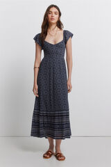 Springfield Vestido estampado con volantes azul