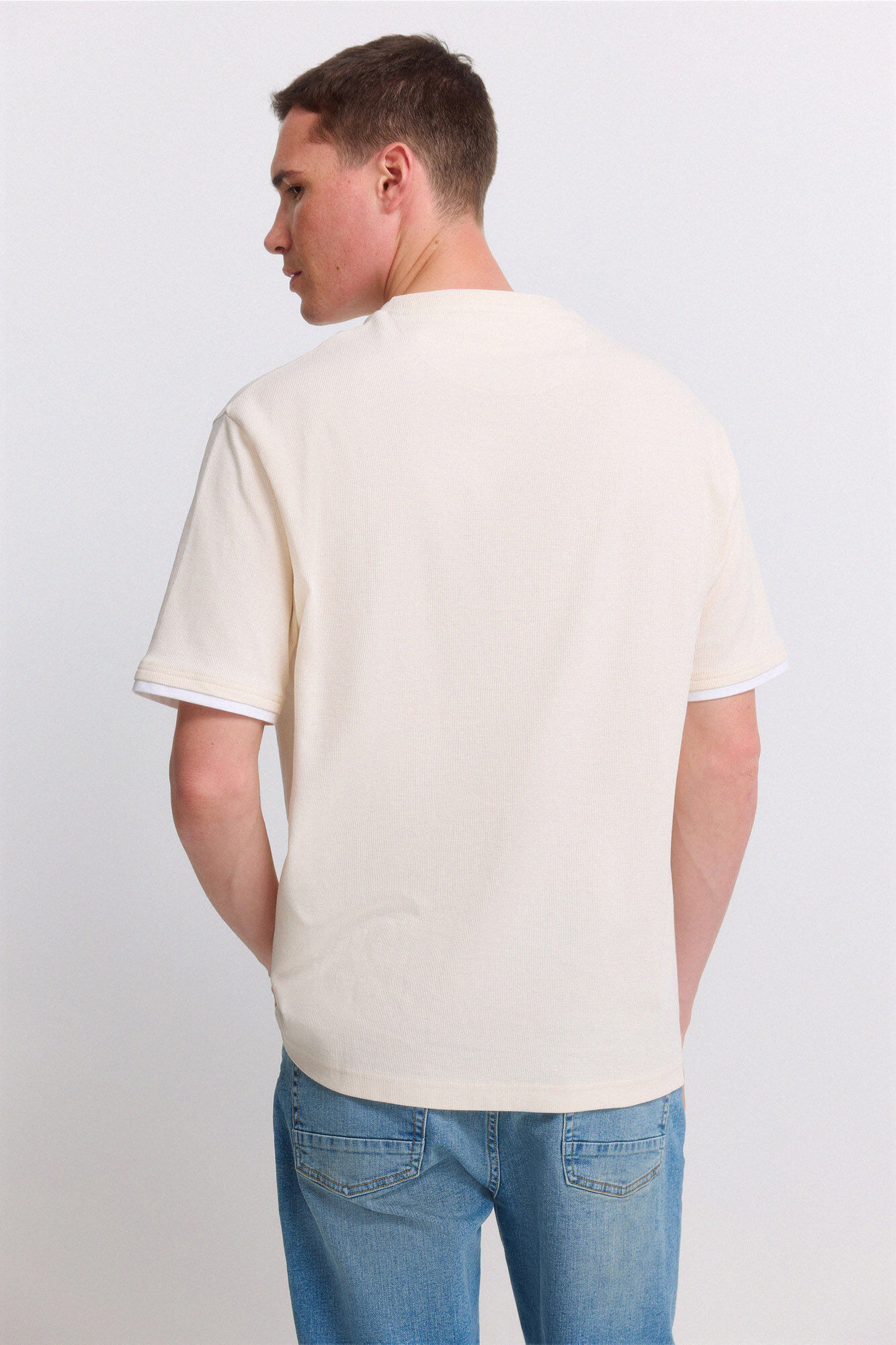 Springfield Playera de tela waffle doble blanco