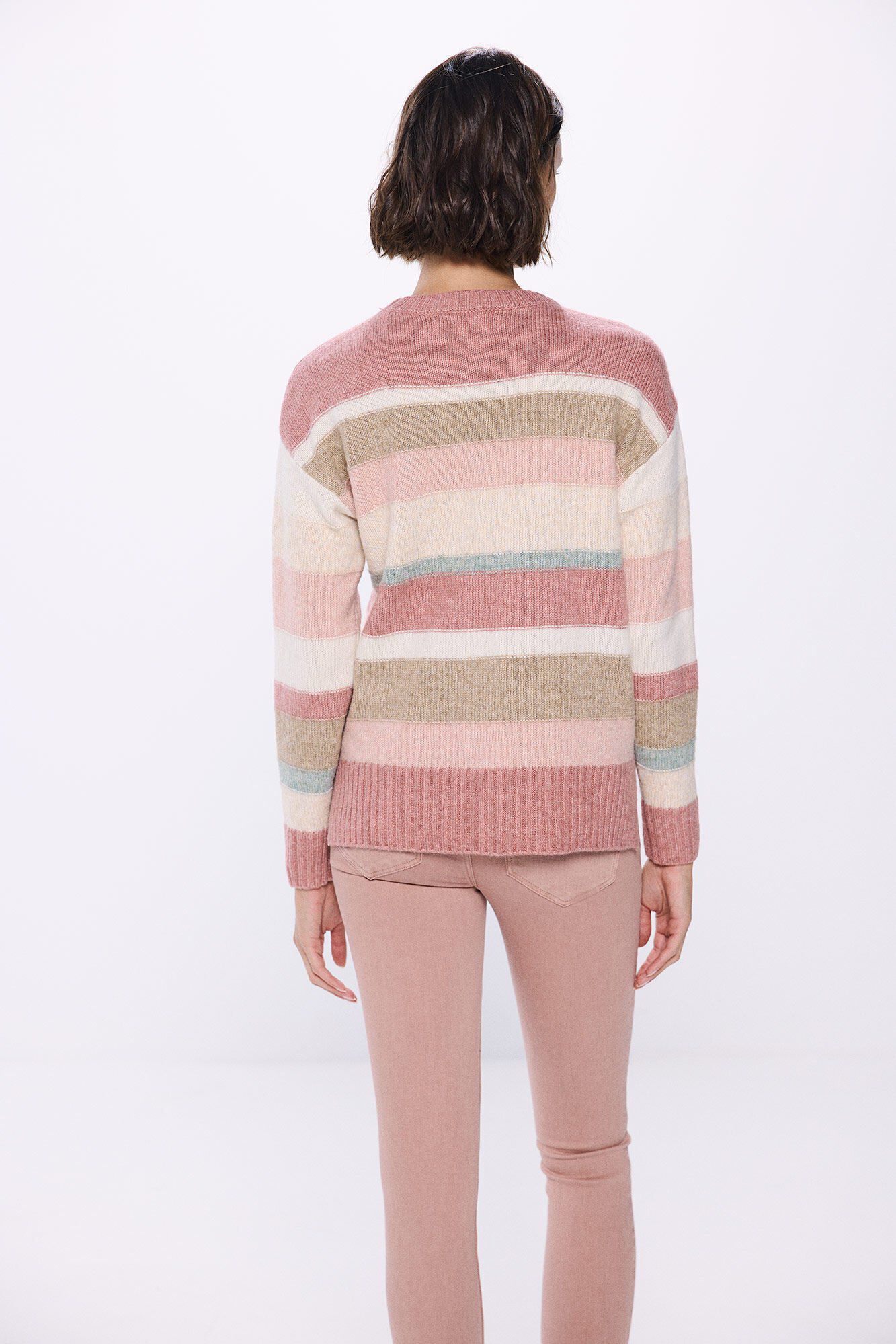 Springfield Su&eacute;ter rayas costuras rosa