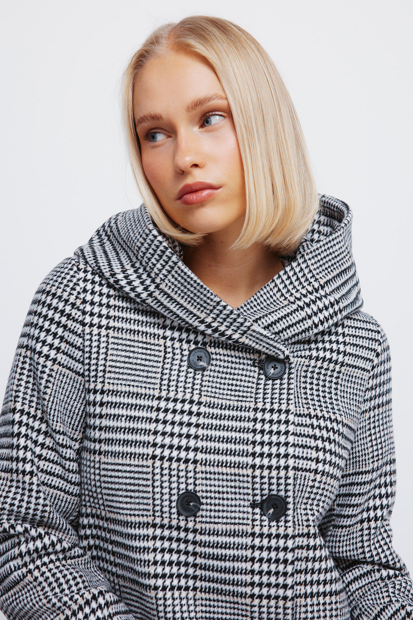 Springfield Abrigo cuadros botones capucha