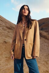 Springfield Blazer de ante sint&eacute;tico beige