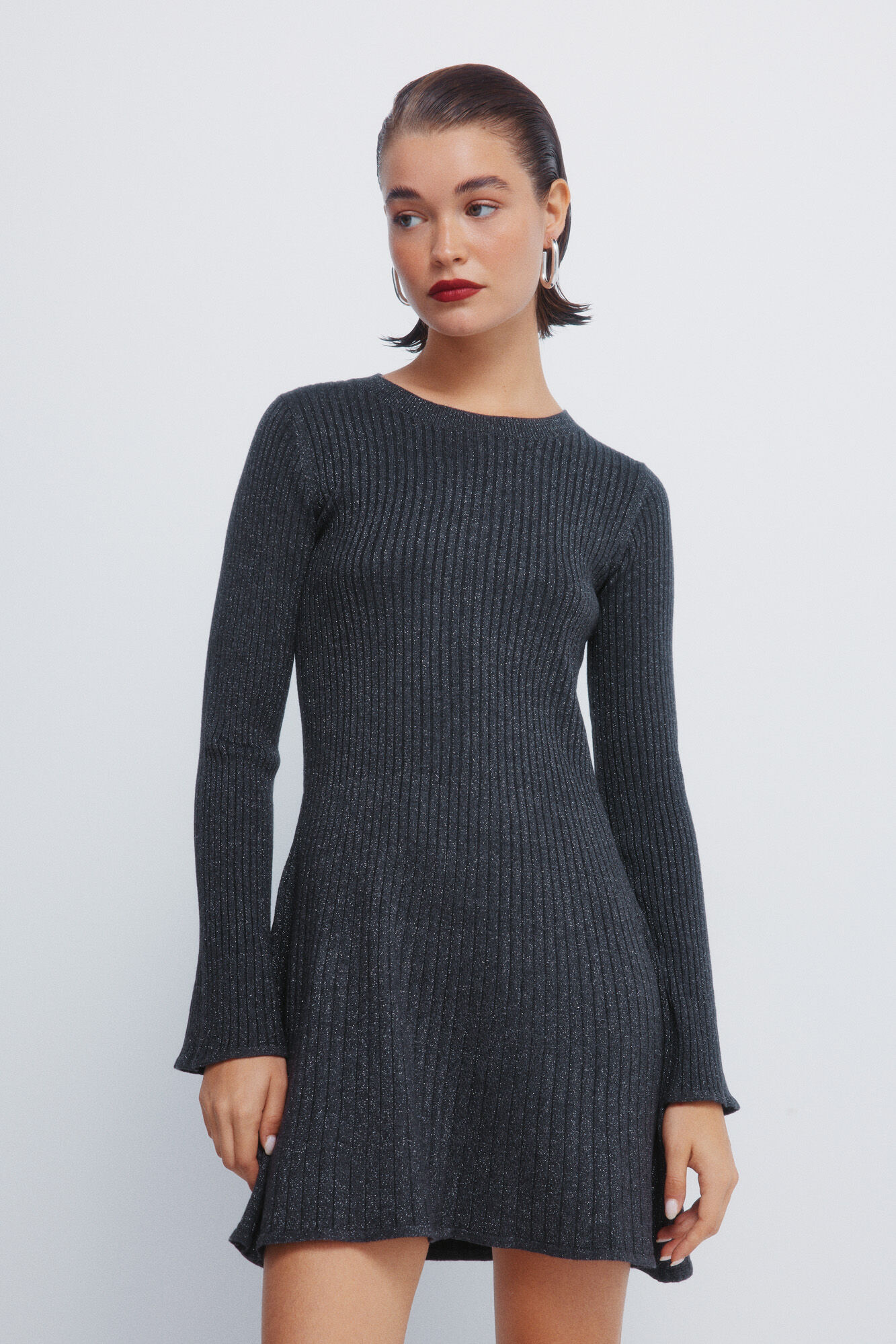 Springfield Vestido short de punto tejido gris