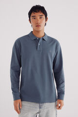 Springfield Polo básico de piqué de manga larga regular azul