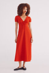 Springfield Vestido midi bordado suizo circular rojo