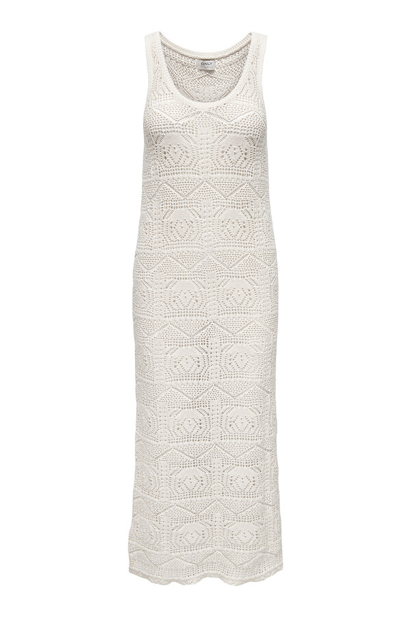 Only Vestido largo crochet natural