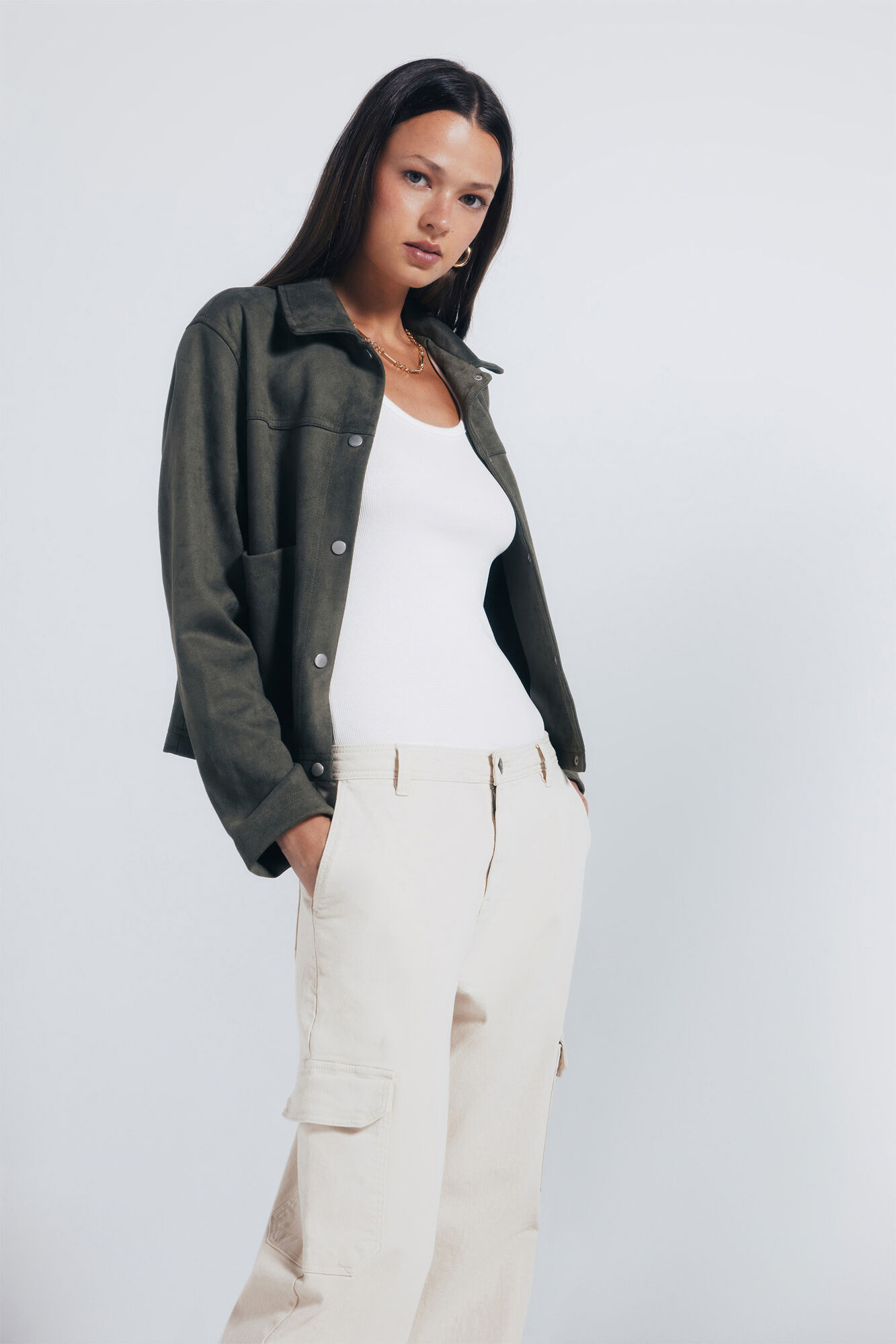 Springfield Pantalones cargo algod&oacute;n nude