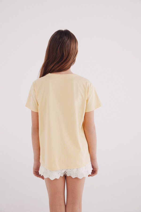 Springfield Kids Playera flor crochet niña amarillo