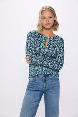 Springfield Playera abertura escote tejido cortado verde