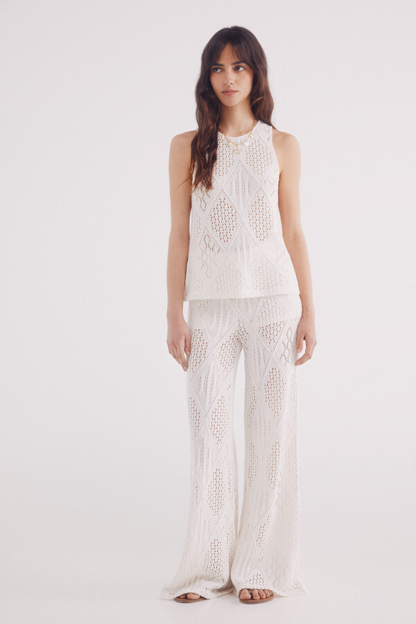 Springfield Top estructura crochet beige