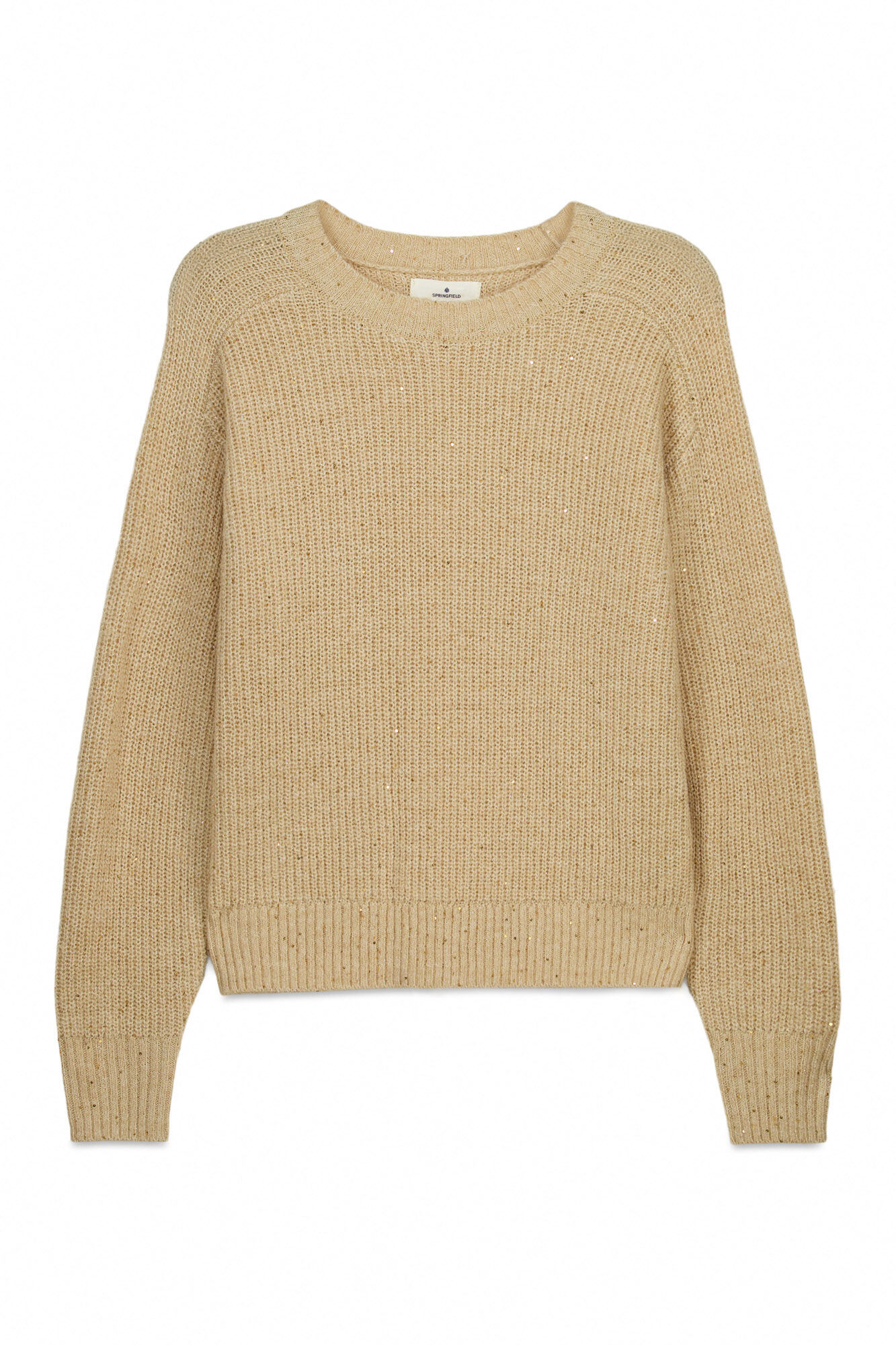 Springfield Jersey de lentejuelas beige