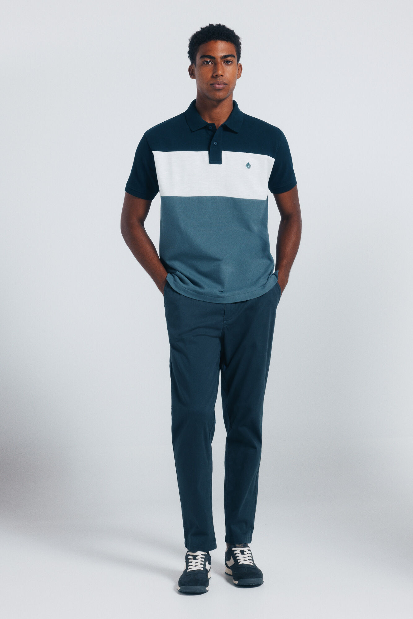 Springfield Polo regular fit en piqu&eacute; color block azul