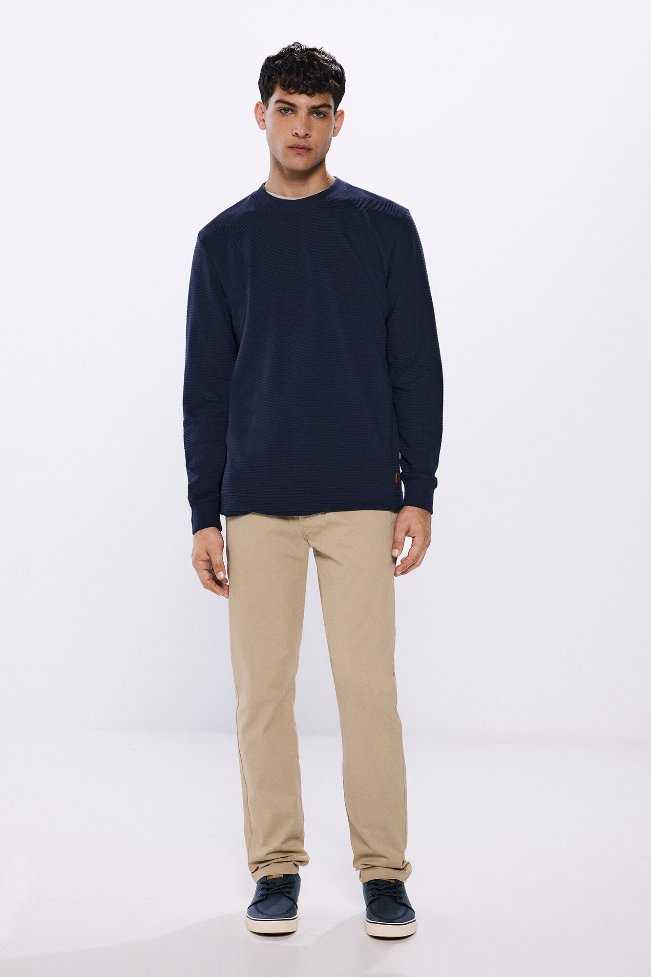 Springfield Playera manga larga atabillada pu&ntilde;os azul