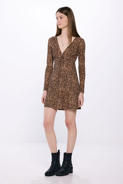 Springfield Vestido corto leopardo nude