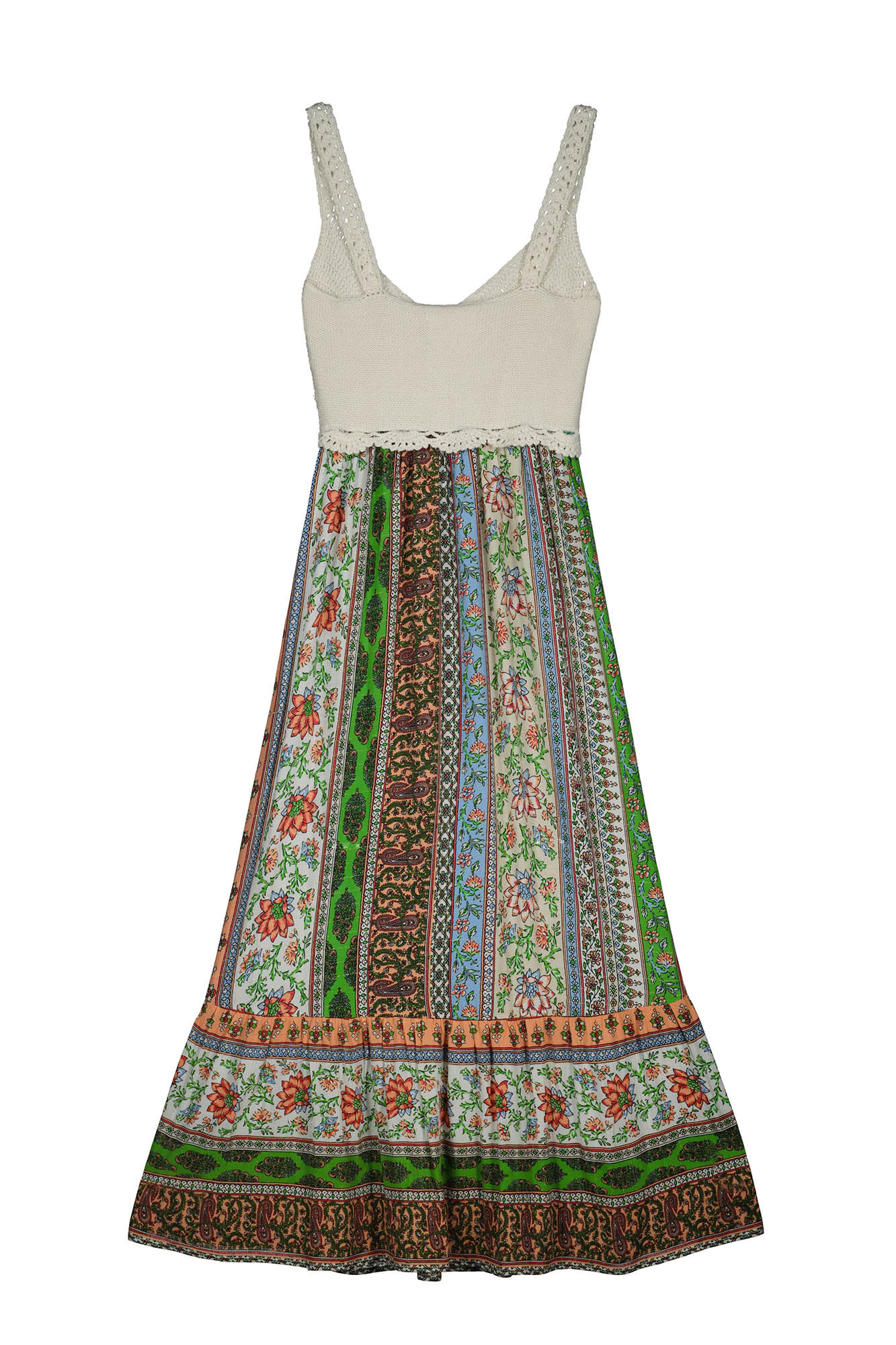 Springfield Vestido Midi Crochet Combinado beige