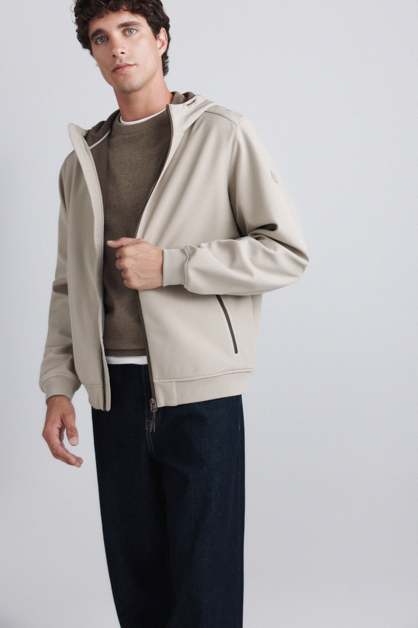Springfield Chamarra softshell con capucha caf&eacute;