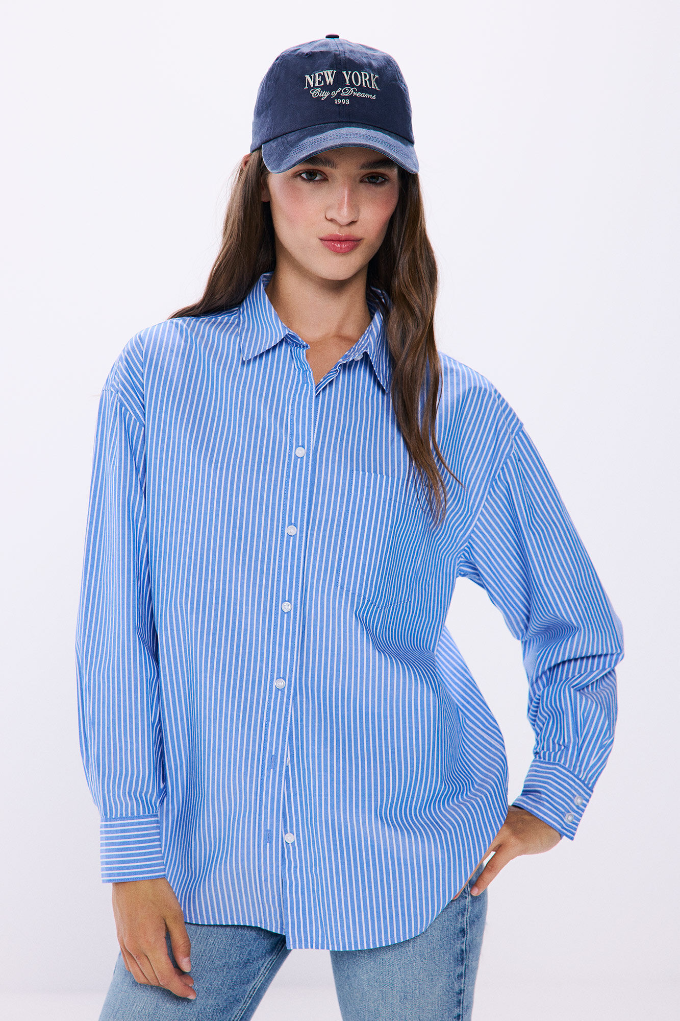 Springfield Camisa oversized algod&oacute;n  azul indigo