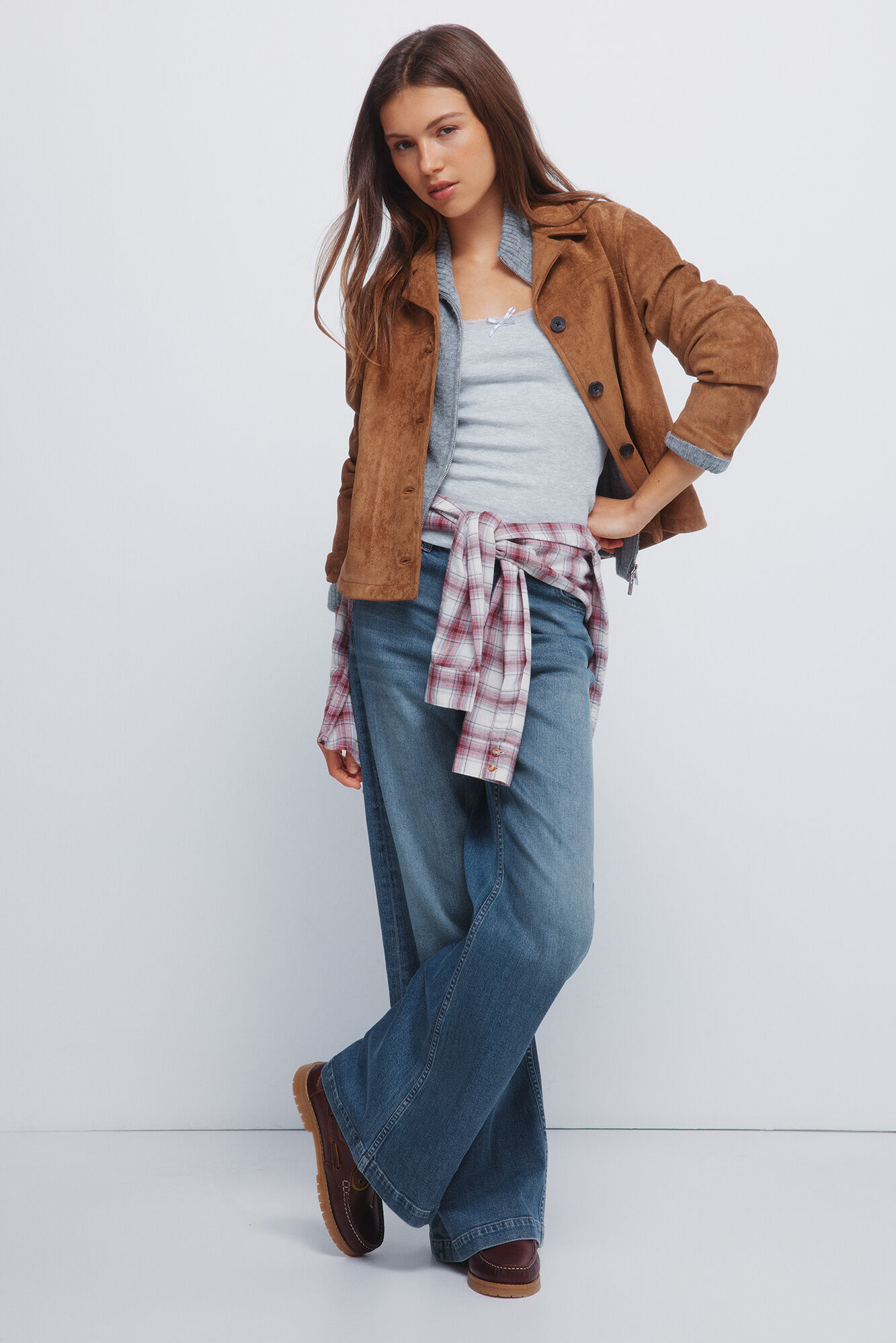 Springfield Chamarra short de ante con botones nude