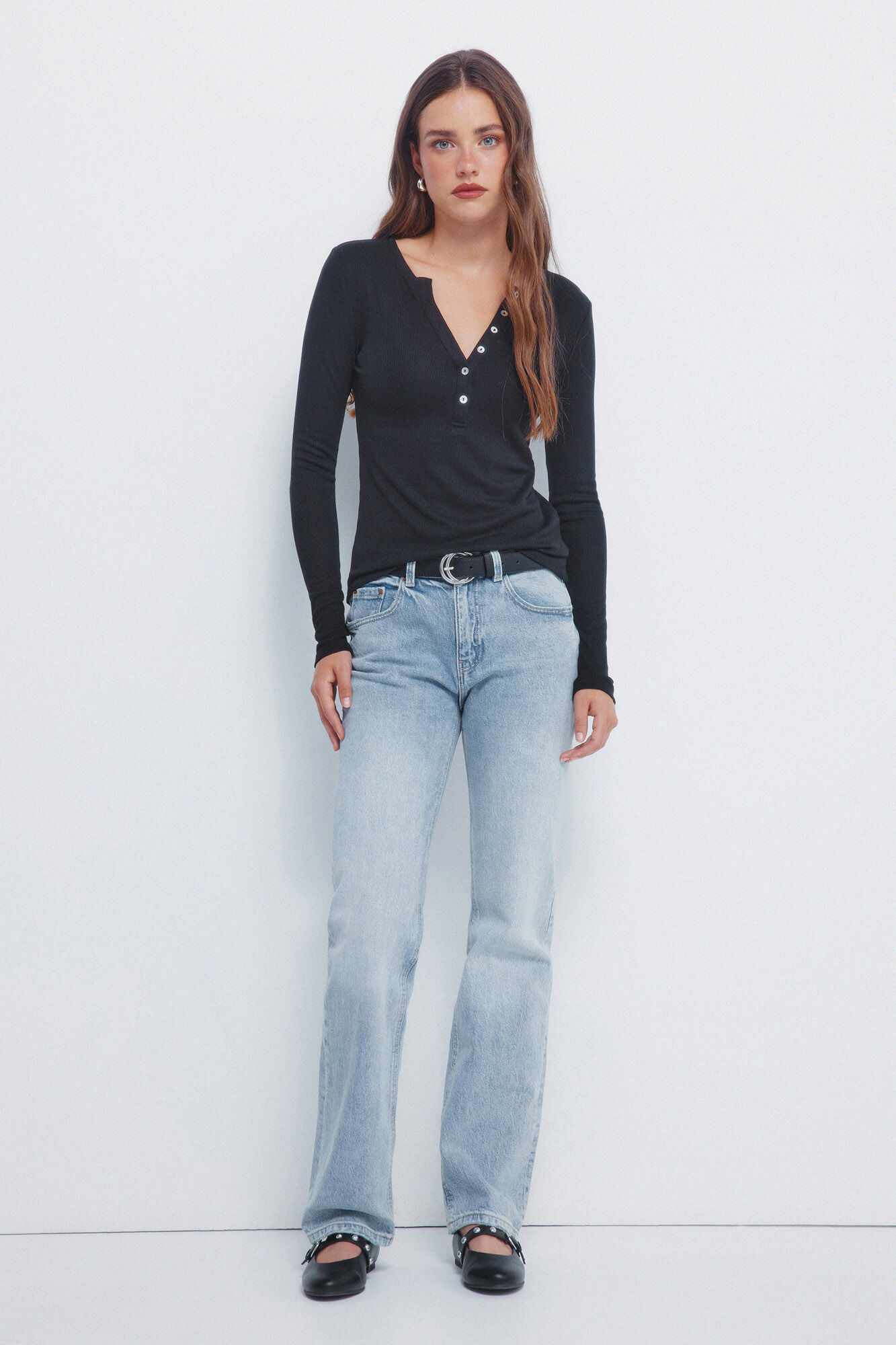 Springfield Playera panadera botones negro